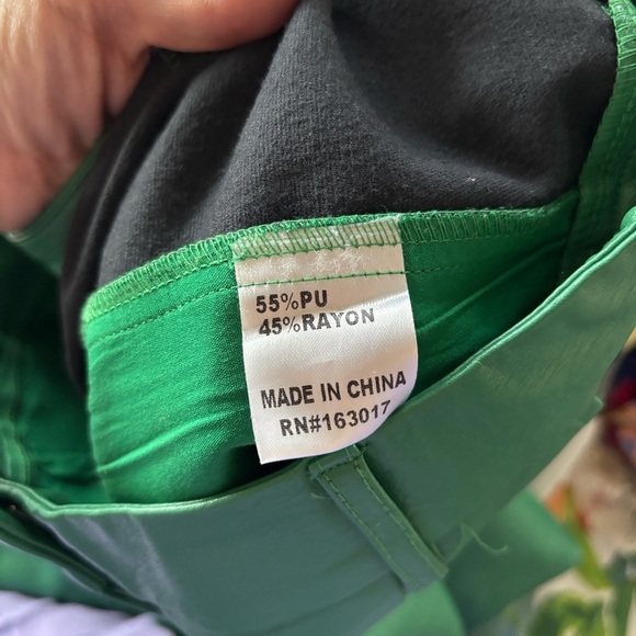 Princess Polly Ashlea Faux Leather Pants Green Mid Rise Light Flare Trousers - Picture 14 of 16